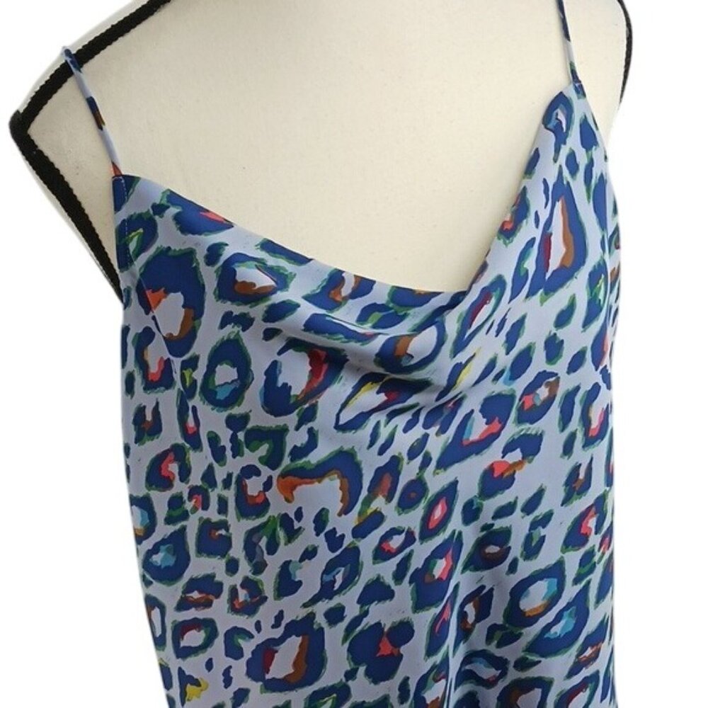 Nine West Camisole Tank Top Womens Size M Blue Animal Print Classic - Picture 3 of 8